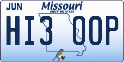 MO license plate HI3O0P