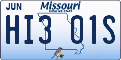 MO license plate HI3O1S