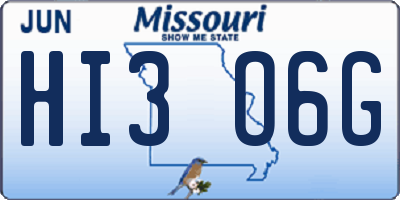MO license plate HI3O6G