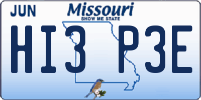 MO license plate HI3P3E