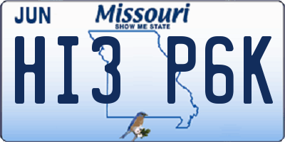 MO license plate HI3P6K
