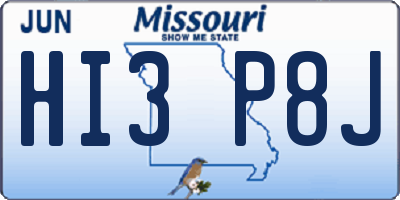MO license plate HI3P8J