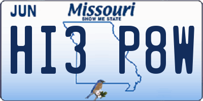 MO license plate HI3P8W