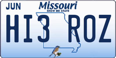 MO license plate HI3R0Z
