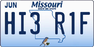 MO license plate HI3R1F