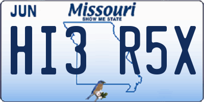 MO license plate HI3R5X