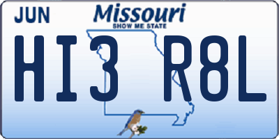 MO license plate HI3R8L