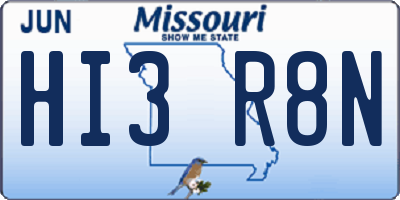 MO license plate HI3R8N
