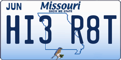 MO license plate HI3R8T
