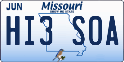 MO license plate HI3S0A