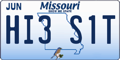 MO license plate HI3S1T