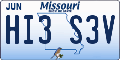 MO license plate HI3S3V