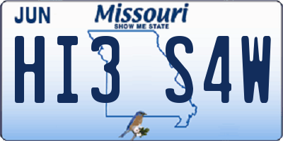 MO license plate HI3S4W