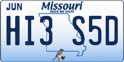 MO license plate HI3S5D