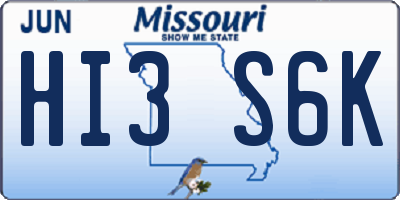 MO license plate HI3S6K