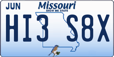 MO license plate HI3S8X