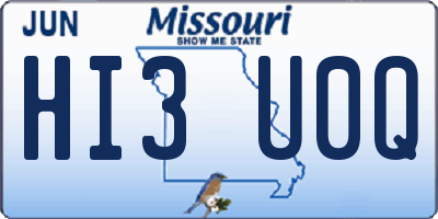 MO license plate HI3U0Q