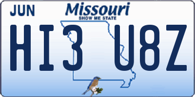 MO license plate HI3U8Z