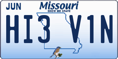 MO license plate HI3V1N