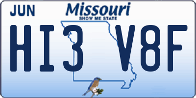 MO license plate HI3V8F