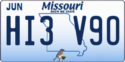 MO license plate HI3V9O
