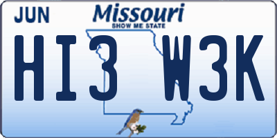MO license plate HI3W3K