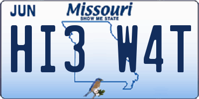 MO license plate HI3W4T