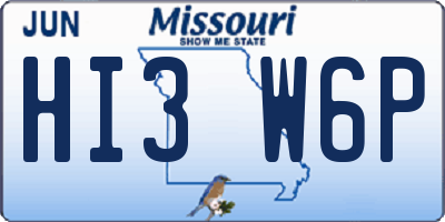 MO license plate HI3W6P