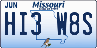 MO license plate HI3W8S
