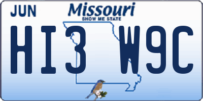 MO license plate HI3W9C
