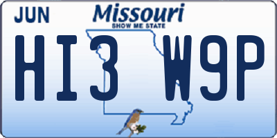 MO license plate HI3W9P