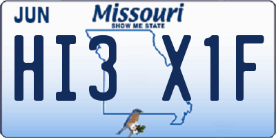 MO license plate HI3X1F
