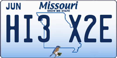MO license plate HI3X2E