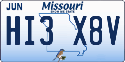 MO license plate HI3X8V