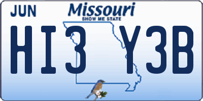MO license plate HI3Y3B