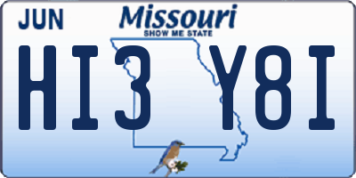 MO license plate HI3Y8I