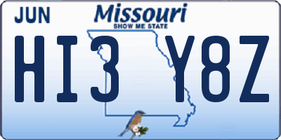 MO license plate HI3Y8Z