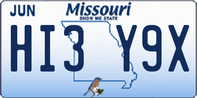 MO license plate HI3Y9X
