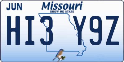 MO license plate HI3Y9Z