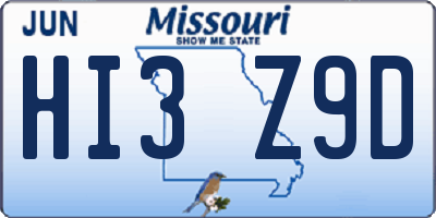 MO license plate HI3Z9D