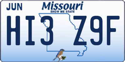MO license plate HI3Z9F
