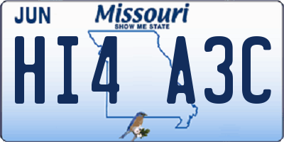 MO license plate HI4A3C