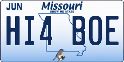 MO license plate HI4B0E