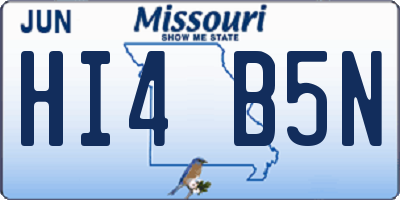 MO license plate HI4B5N