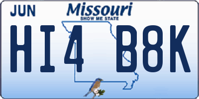 MO license plate HI4B8K