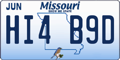 MO license plate HI4B9D