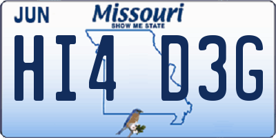 MO license plate HI4D3G