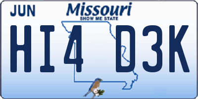 MO license plate HI4D3K