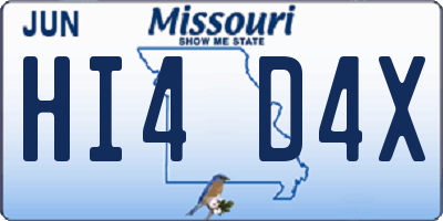 MO license plate HI4D4X