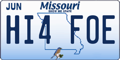 MO license plate HI4F0E